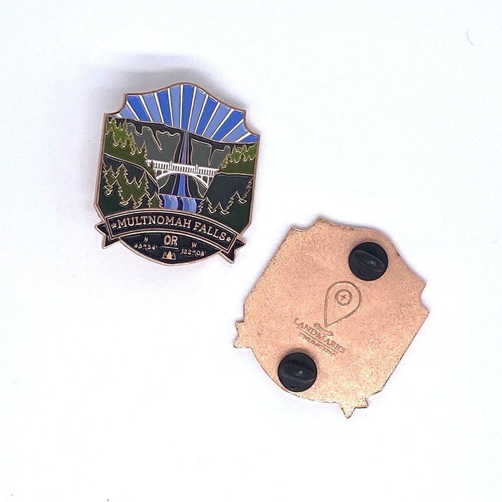 Landmarks Unlimited, Blue, Enamel Pin, Accessories, Women, Multnomah Falls, 567823
